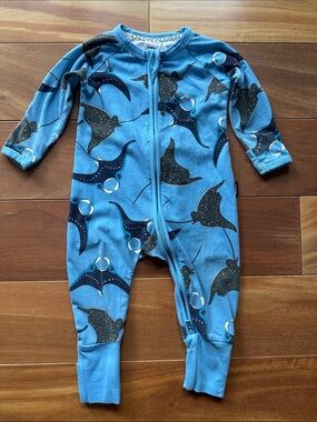 Bonds Wondersuit Blue Manta Ray Zippy Pajamas 3-6m